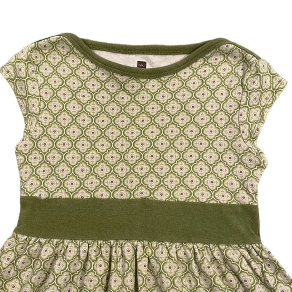 Tea Collection Sz 5 Green Rosa Tile Banded Dress